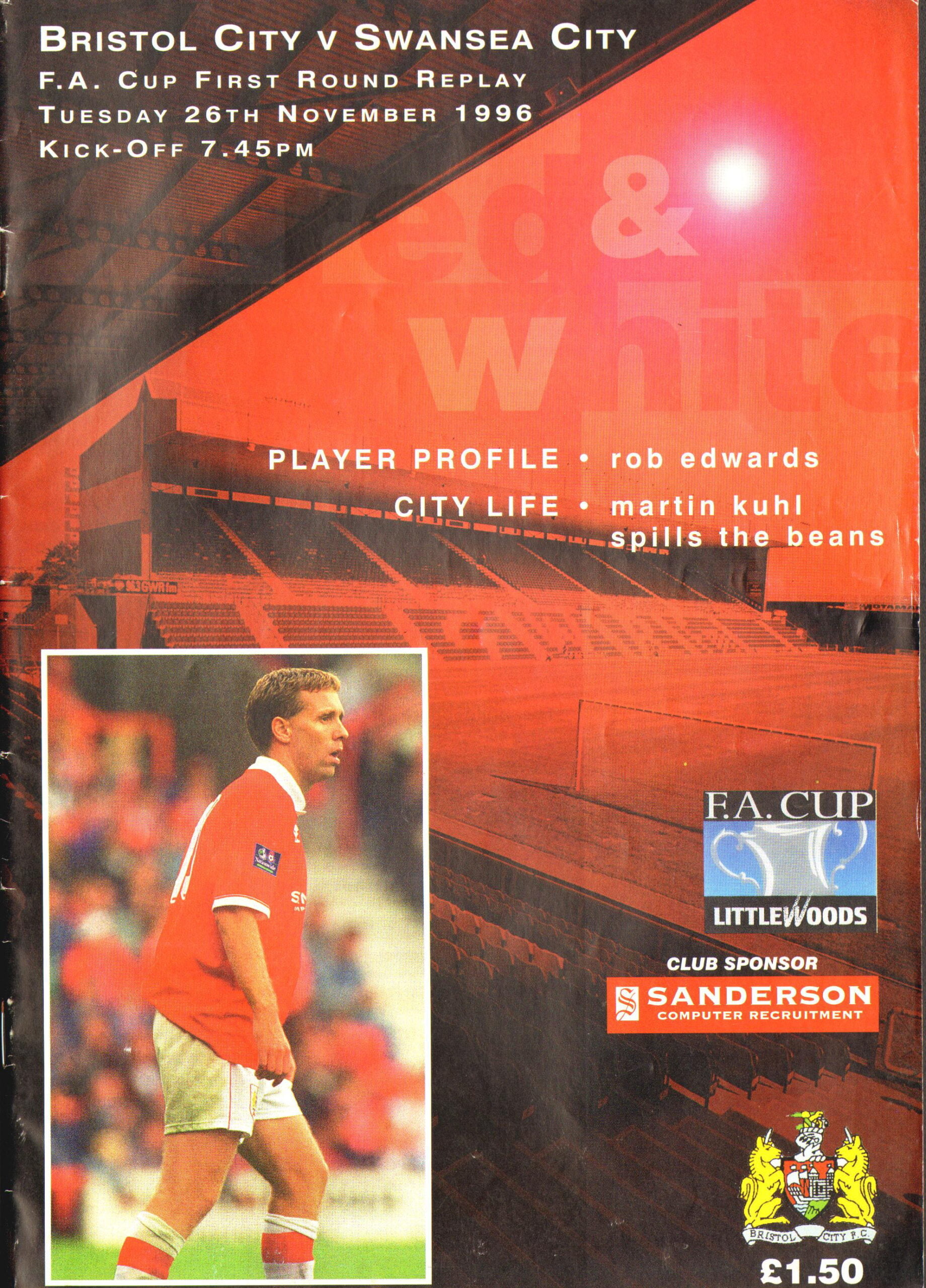 Bristol City v Swansea City FA Cup First Round 1996