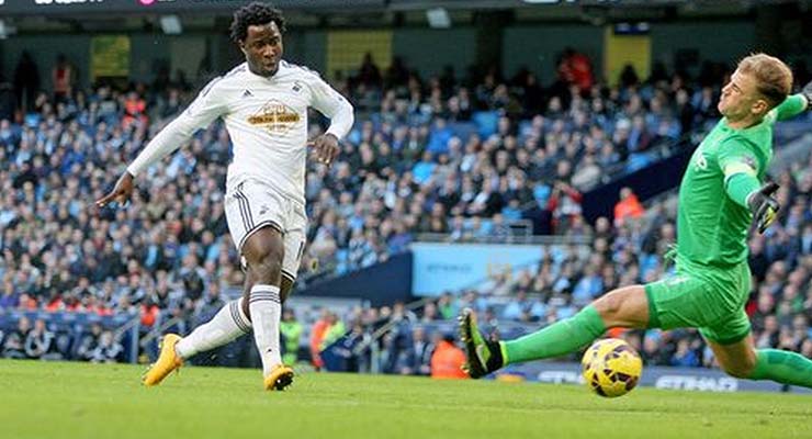 Bony scores against Manchester City