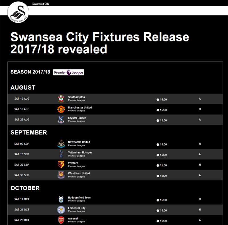 Fixtures 2017-2018