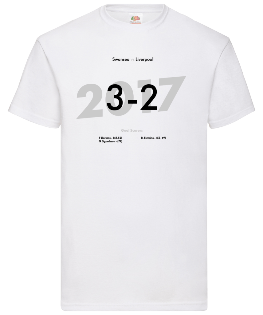 Football T-Shirt Swansea 3 Liverpool 2