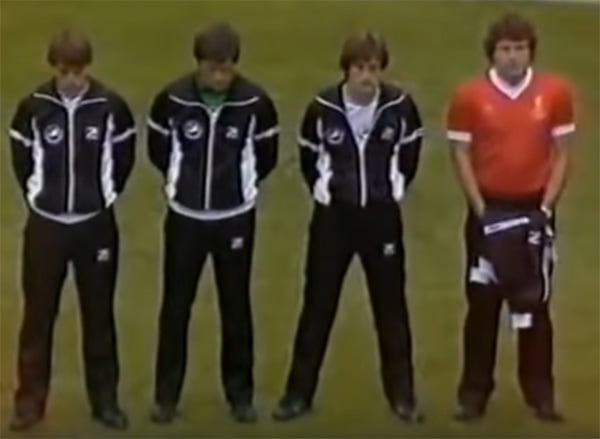 Toshack wears Liverpool shirt