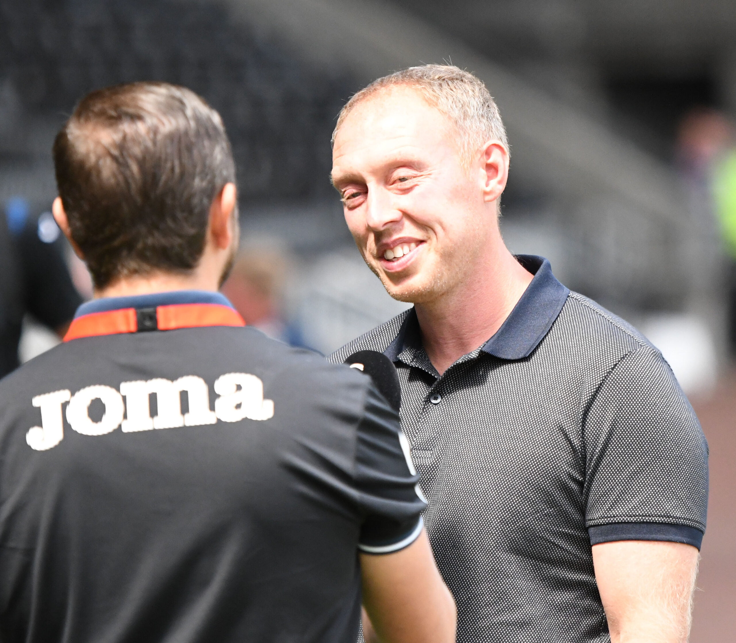 Steve Cooper giving his pre-match interview.
