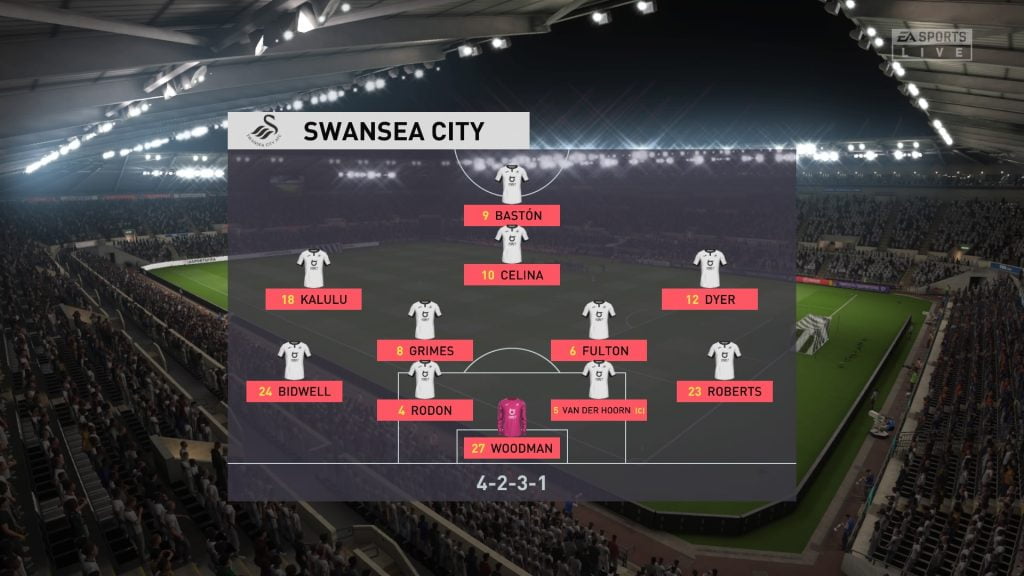 Swansea City Match Day line up FIFA 20