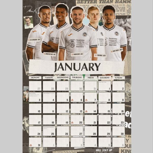 Official Swansea City Calendar 2022 - January