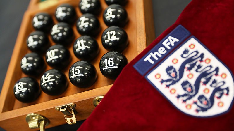 FA Cup draw balls and bag