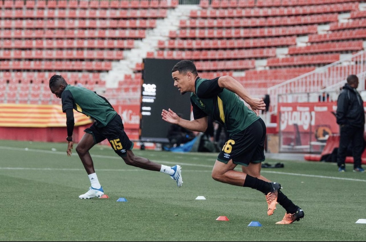 Joel Latibeaudiere warming up for Jamaica