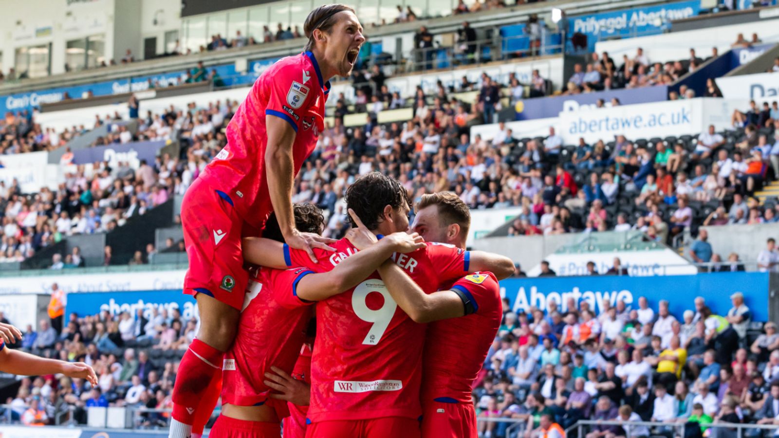 Blackburn celebrate win at Swansea