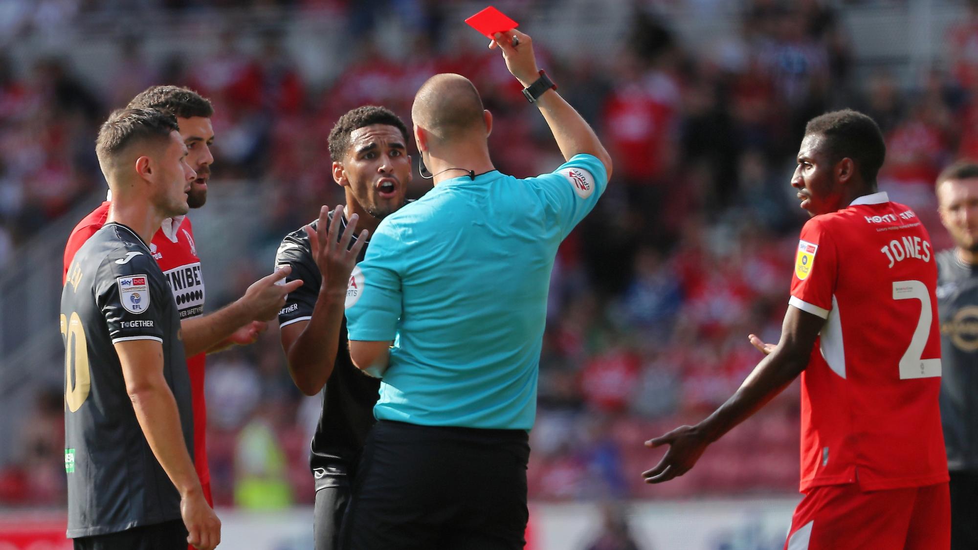 Cabango red card v Middlesbrough
