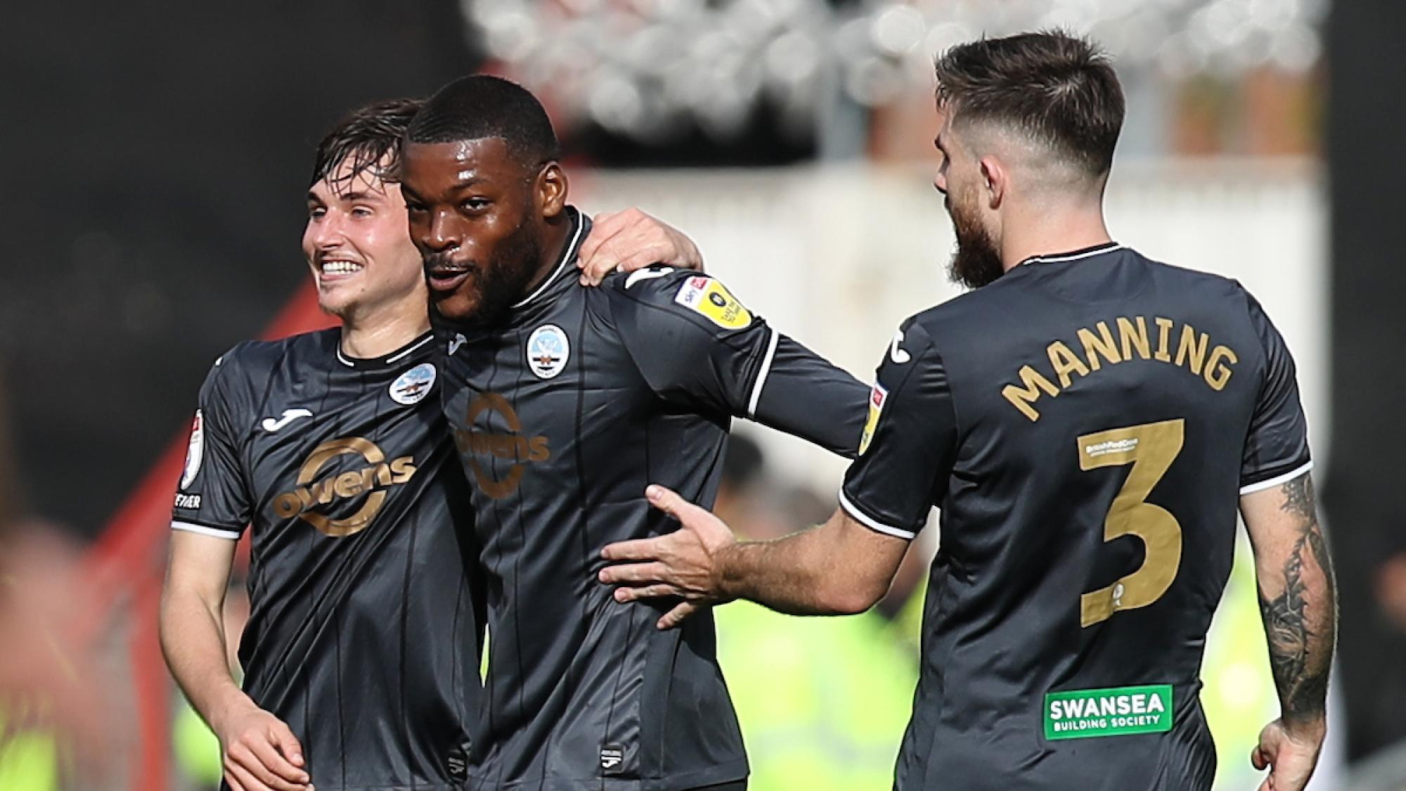 Olivier Ntcham celebrates his equaliser at Bristol