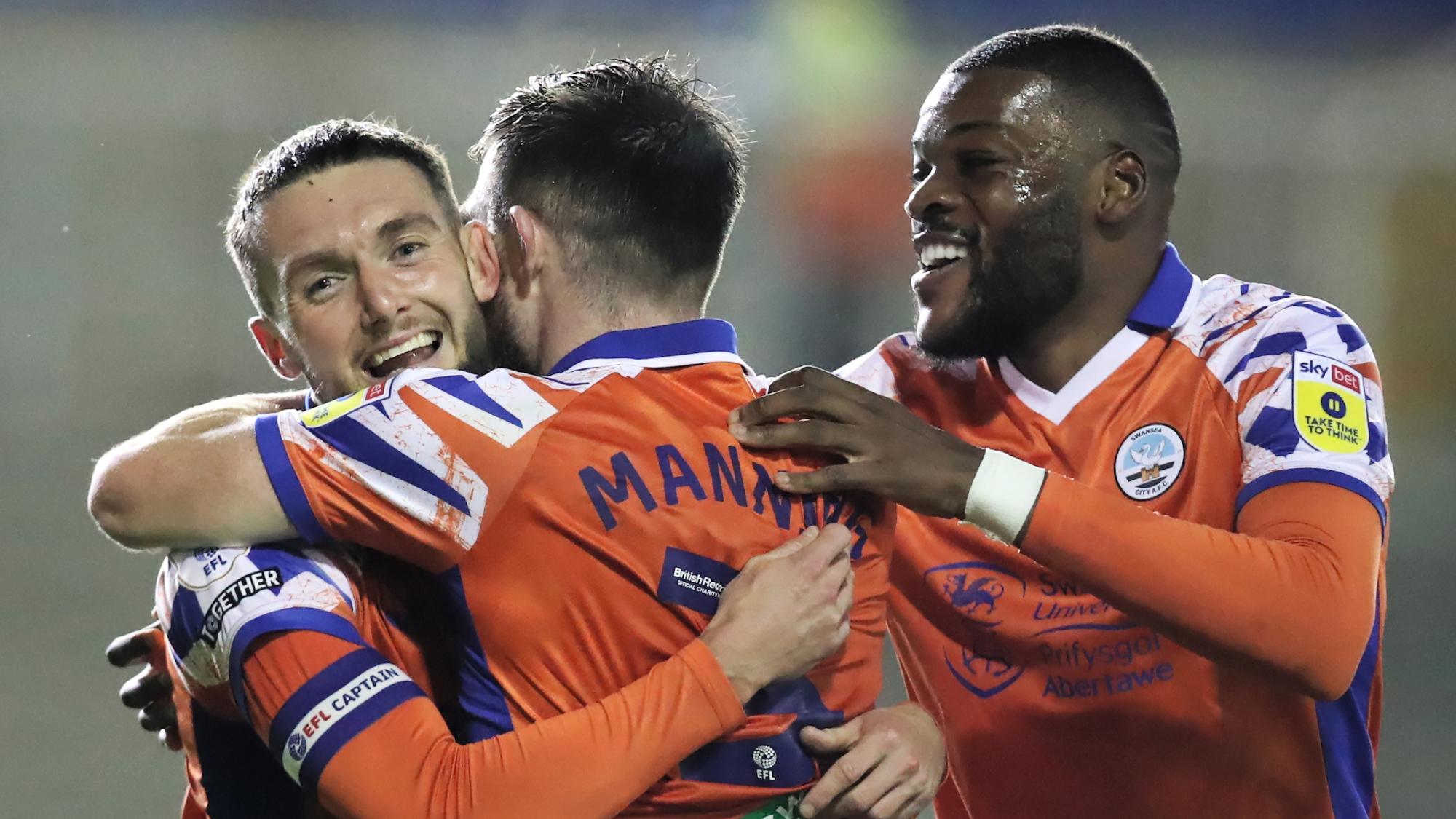 Matt Grimes celebrates scoring at Birmingham