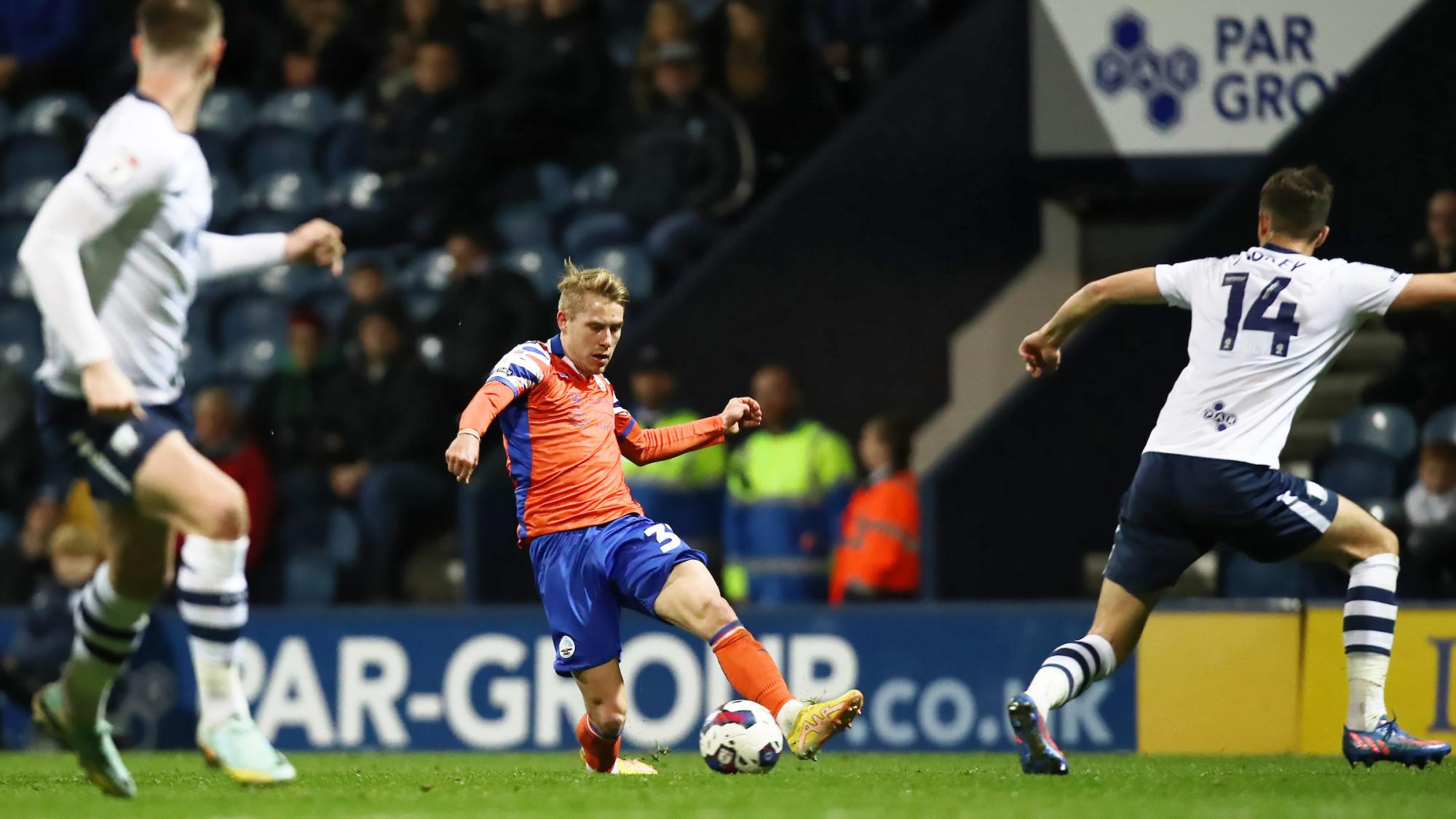 Ollie Cooper in action against Preston